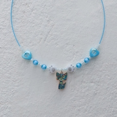 Choker with blue/multicolour cat