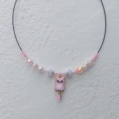 Choker with pink cat