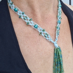 Turquoise fine thread macrame necklace