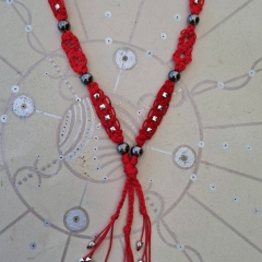 Red macrame necklace with heart