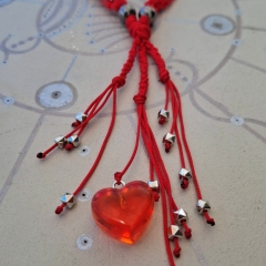 Red macrame necklace with heart