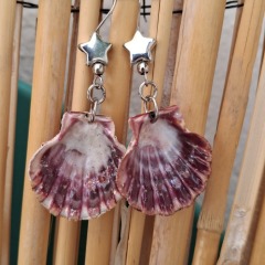 Handmade shell earrings with stars