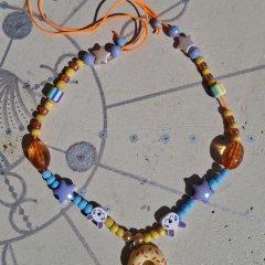 Orange / blue kids necklace with donut