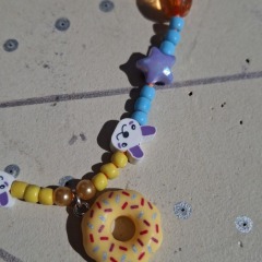 Orange / blue kids necklace with donut