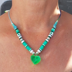Green necklace with heart
