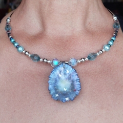 Choker with blue limpet shell 