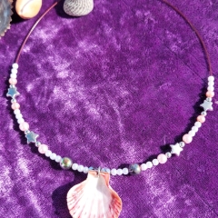 Choker with pink shell 