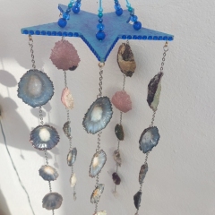 Blue Star Wind Chime with Limpet Shells