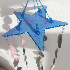Blue Star Wind Chime with Limpet Shells